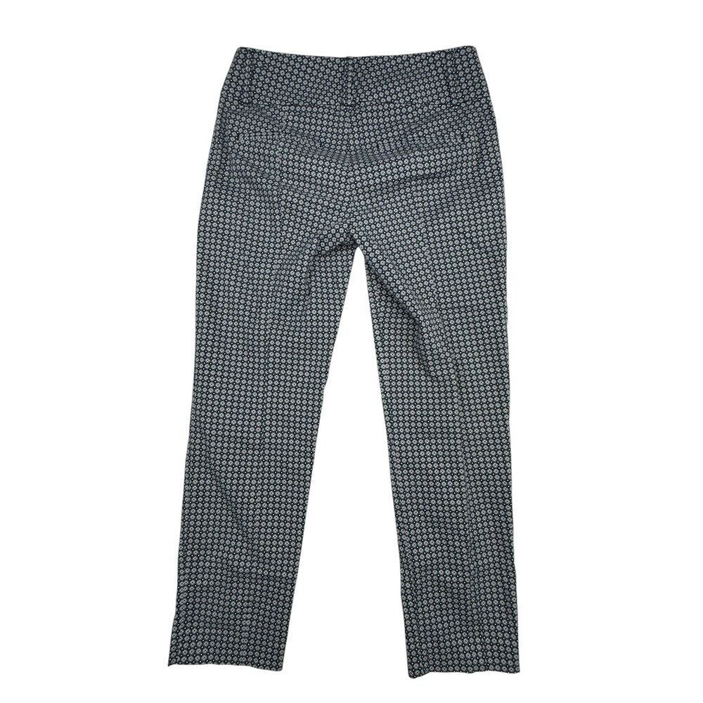 Ann Taylor Dress Pants Women 0 Navy Blue Pockets Geometric Career Ankle Cropped - Picture 2 of 13
